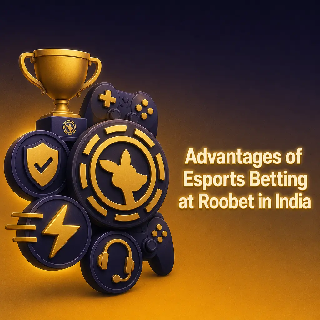 Key benefits of esports betting at Roobet India: crypto deposits, VIP rakeback, single wallet, cash out and 24/7 support.