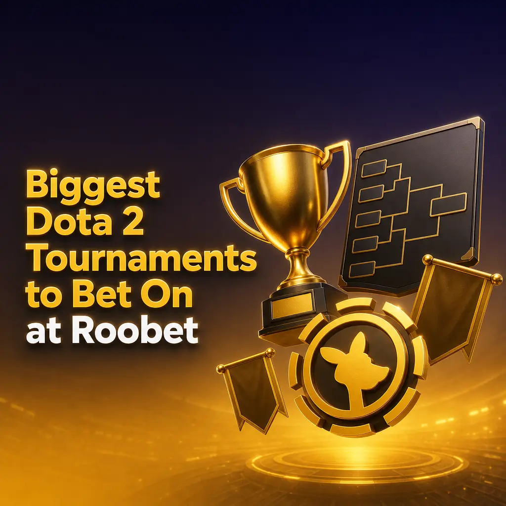 Biggest Dota 2 tournaments to bet on at Roobet, from world championships to majors, regional leagues, and qualifiers.