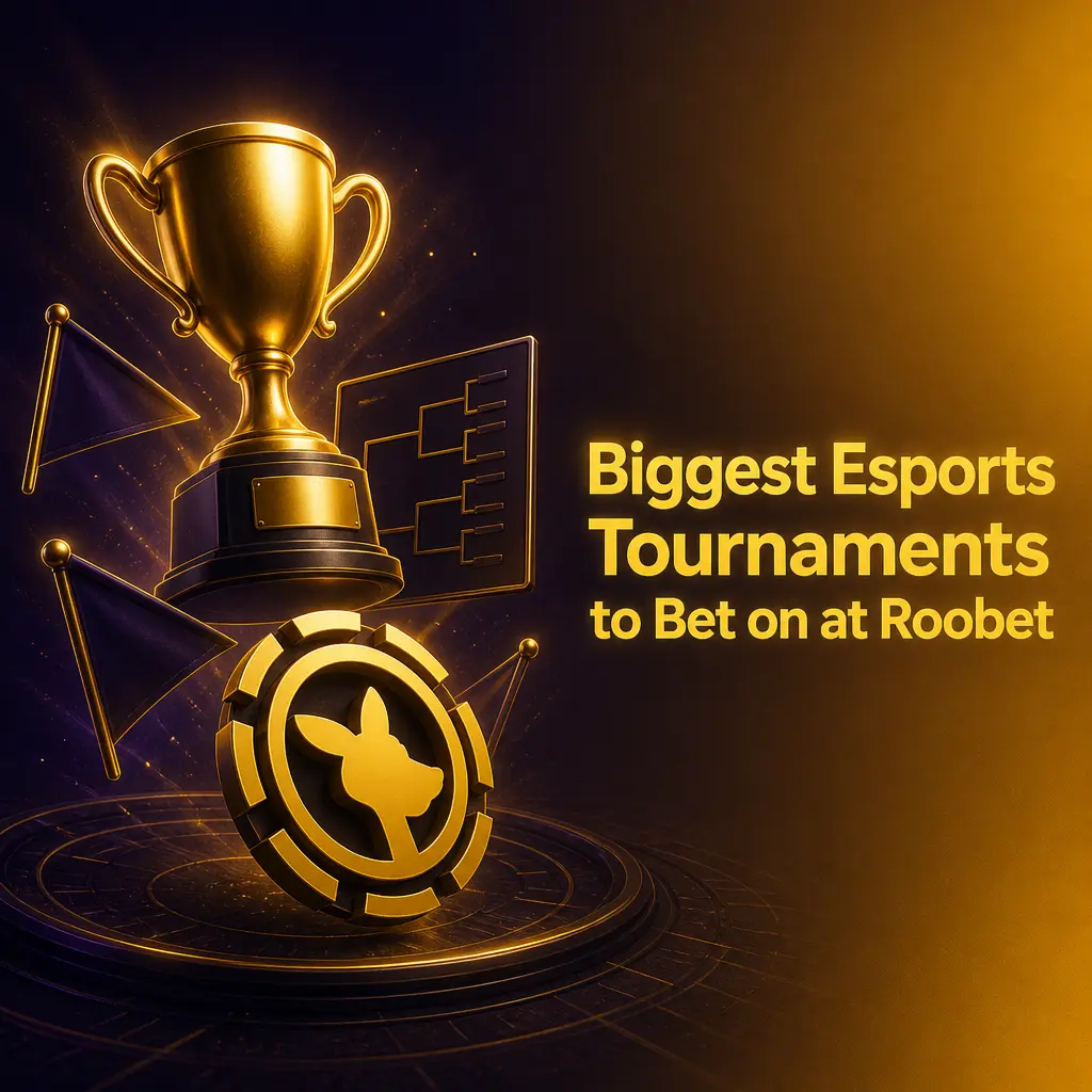 Biggest esports tournaments like The International, Worlds, VCT Champions, PGL Major and IEM available for betting on Roobet