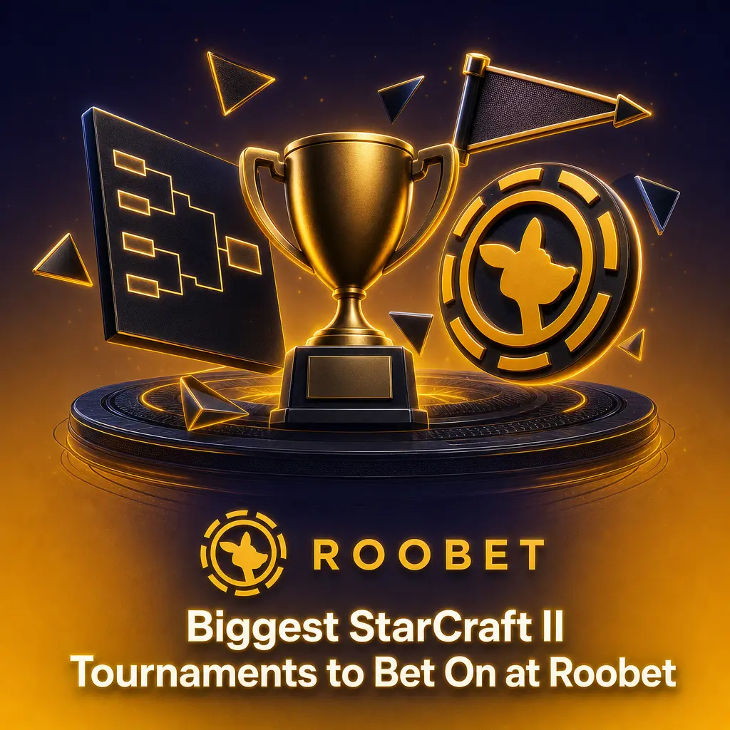 Overview of StarCraft II tournament tiers available for betting on Roobet, from major championships to online cups and qualifiers.