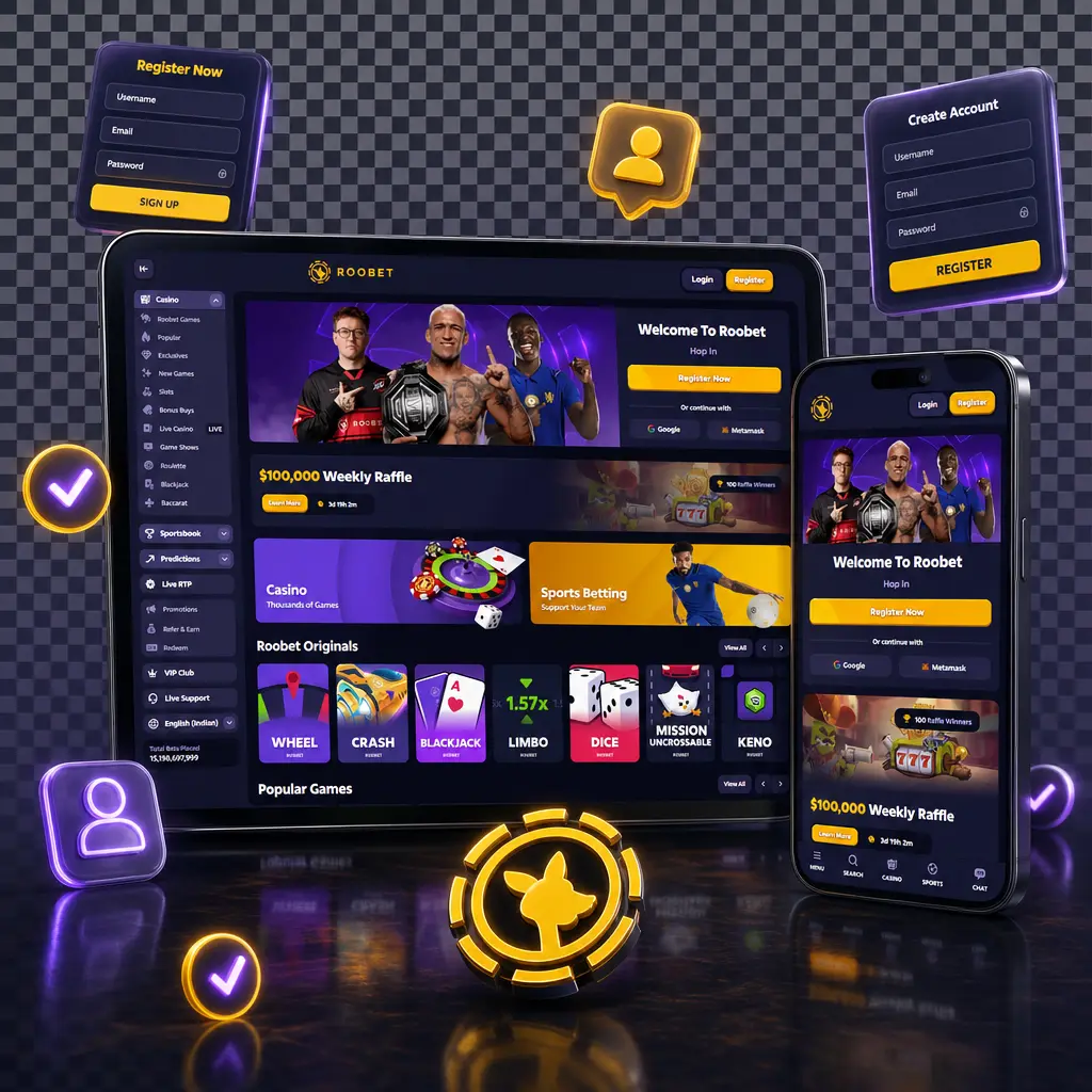 Step-by-step guide showing how to register on Roobet in India and create a new account quickly