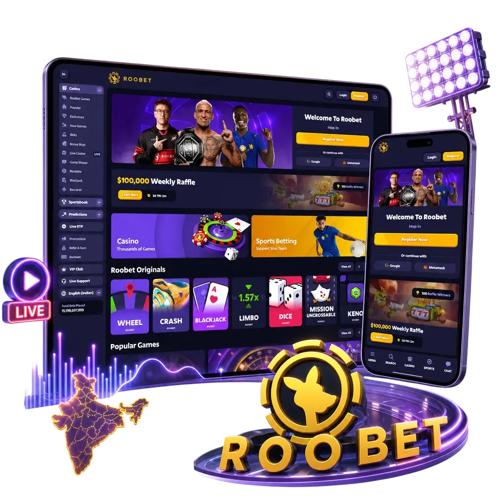 Live cricket betting on Roobet with real-time odds, in-play stats, hedging options, and a fast bet slip for every ball