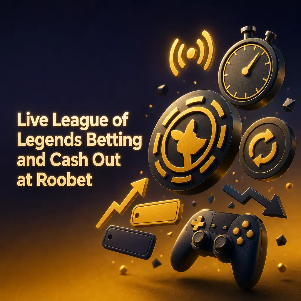 Live League of Legends betting and cash out at Roobet, showing real-time odds, match stats and in-play markets.