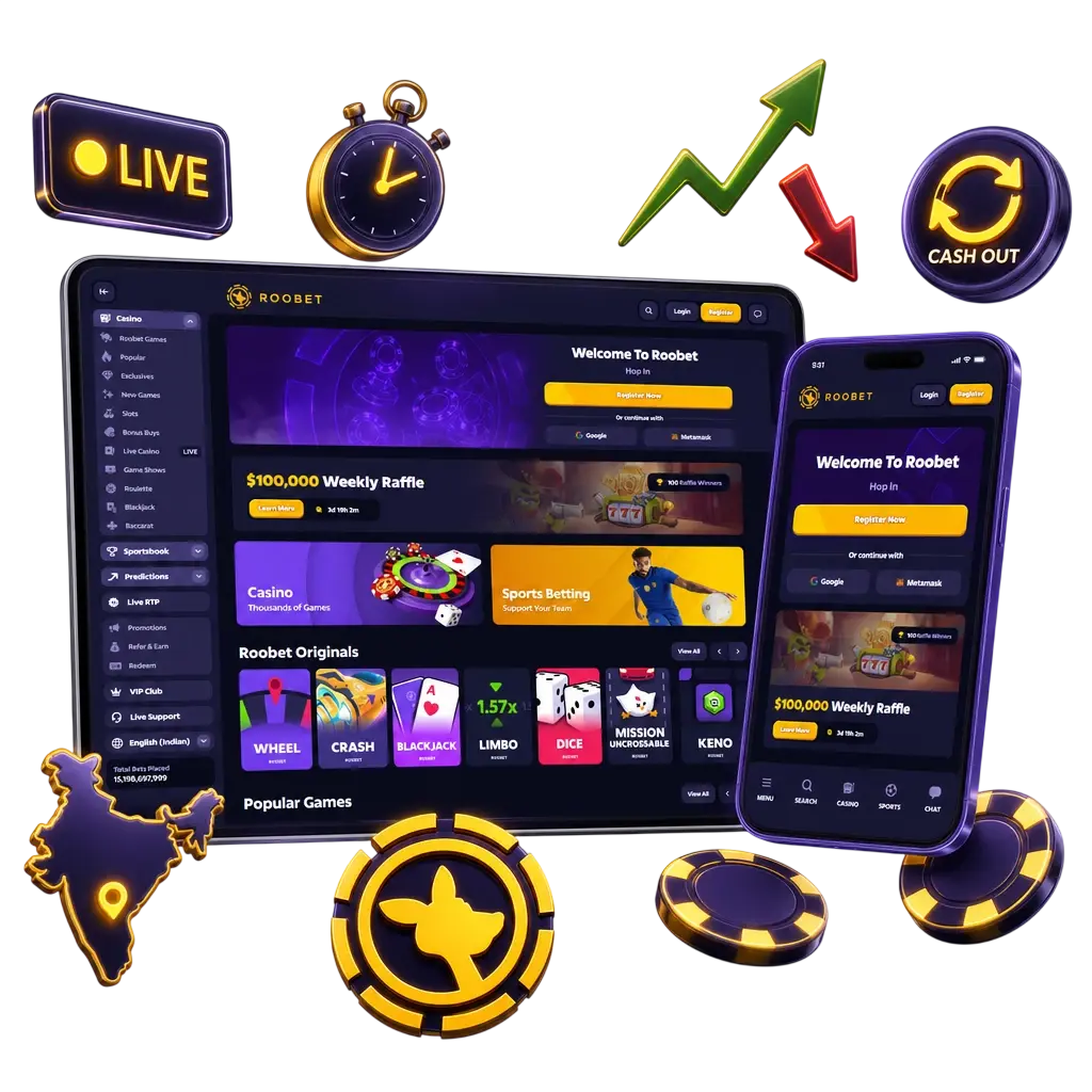 Live MMA betting and cash out options on Roobet showing in-play fight odds and round-by-round market updates