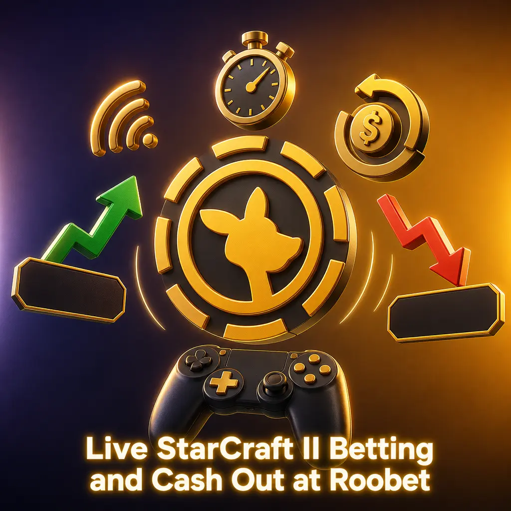 Live StarCraft II betting at Roobet with in-play odds, map-by-map markets and cash out where available