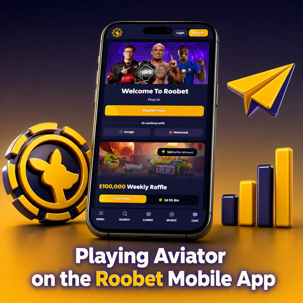 Playing Aviator on Roobet mobile app via Android APK install or iOS home screen web app