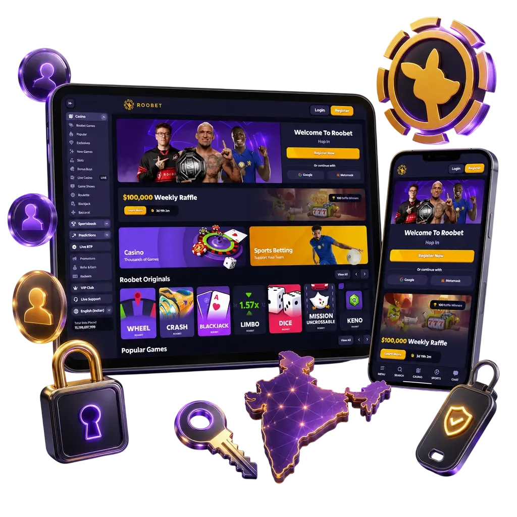 Roobet login options in India: Email, Phone Number, and Social Network sign-in methods explained step by step.