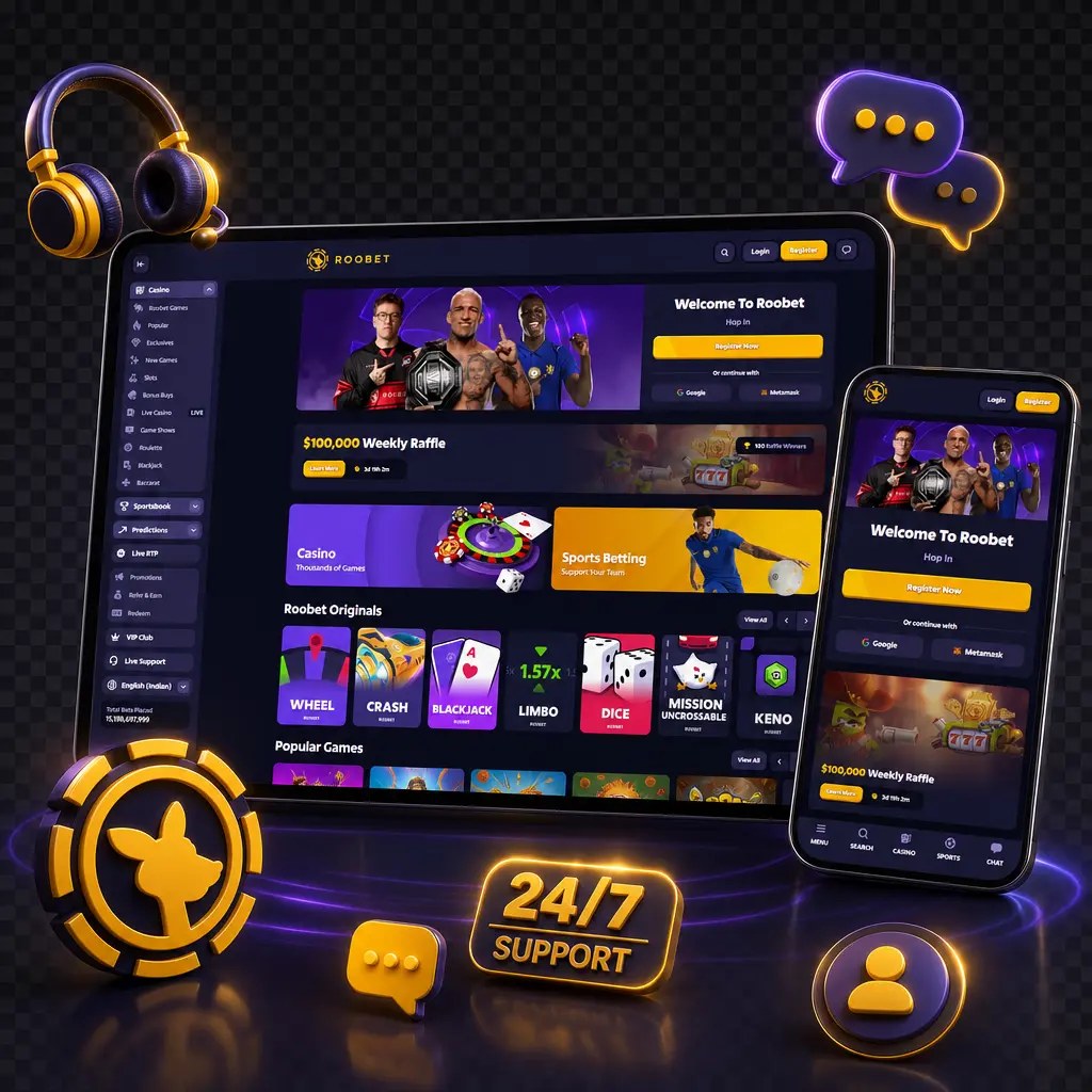 Roobet 24/7 customer support options for registration and verification help in India