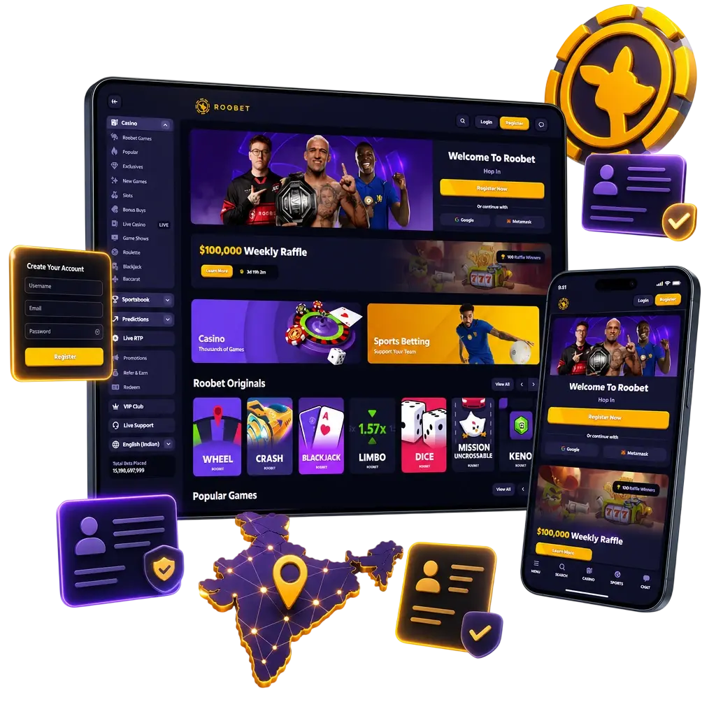 Step-by-step guide showing how to register a new Roobet account via the app, including enrollment and profile setup.