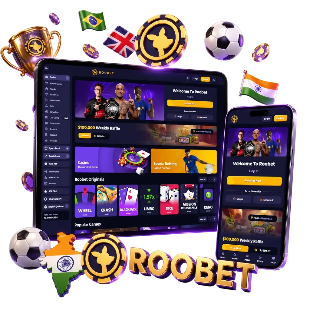 Popular football tournaments and leagues in India for online betting, including FIFA World Cup, EPL, La Liga, and ISL on Roobet.