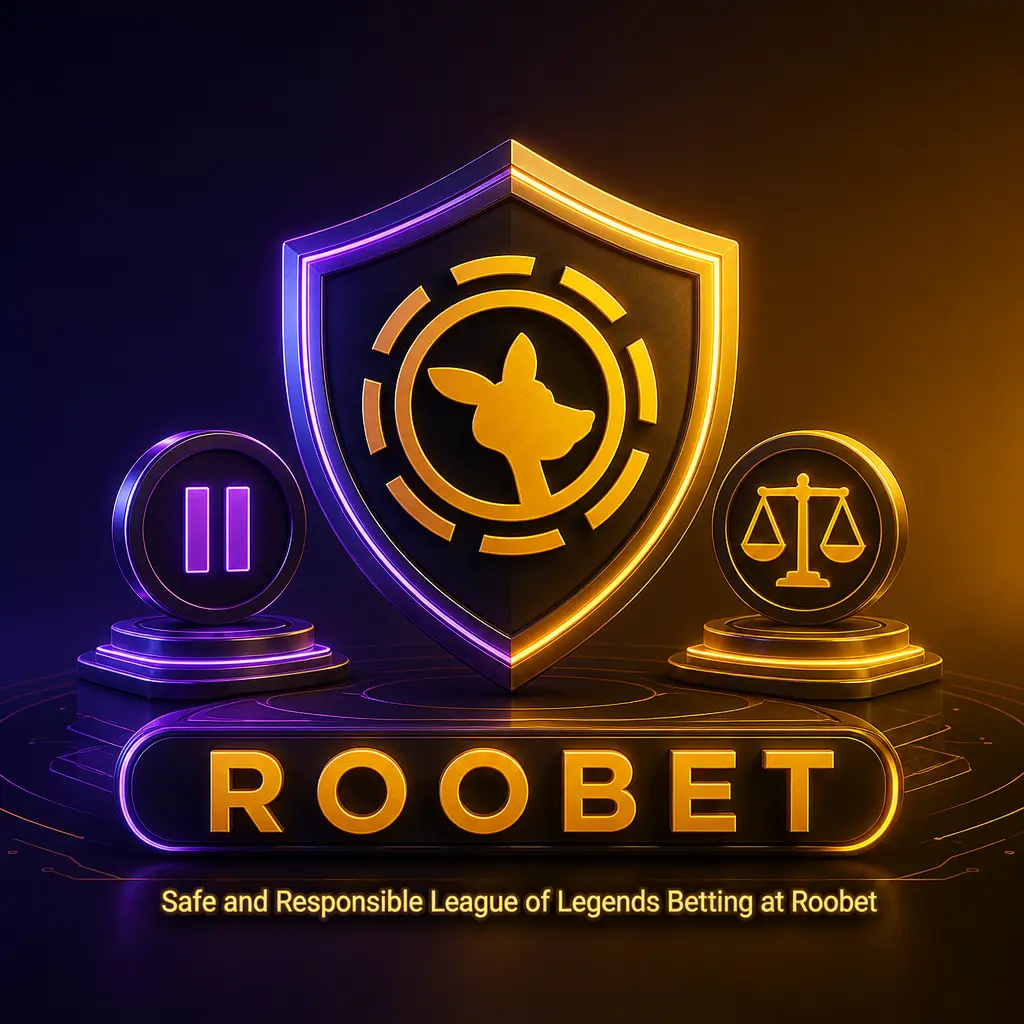 Roobet account security dashboard showing deposit limits, self-exclusion tools and encrypted login for responsible League of Legends betting.