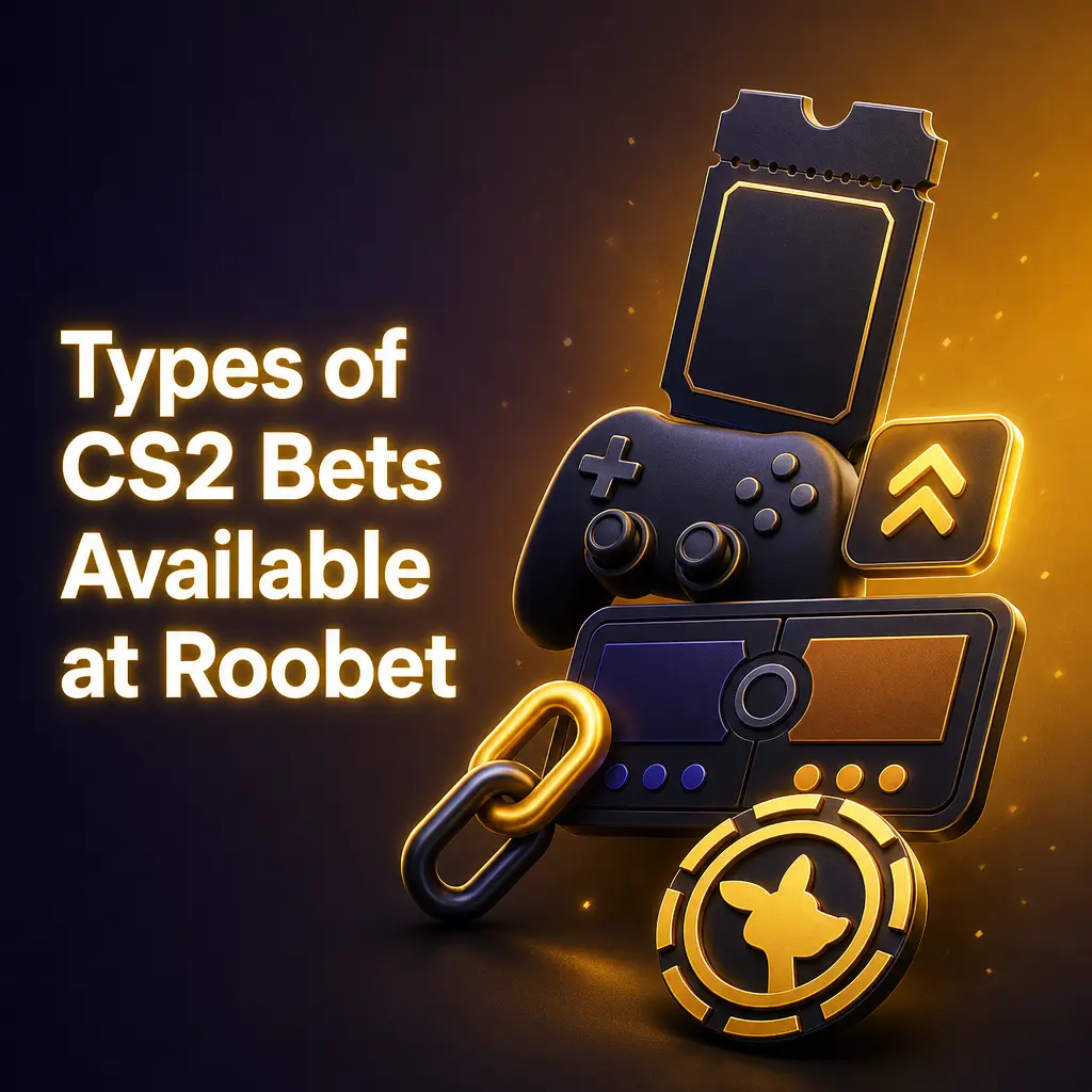 Table listing CS2 betting markets at Roobet, from match winner and map handicap to pistol round and overtime bets.