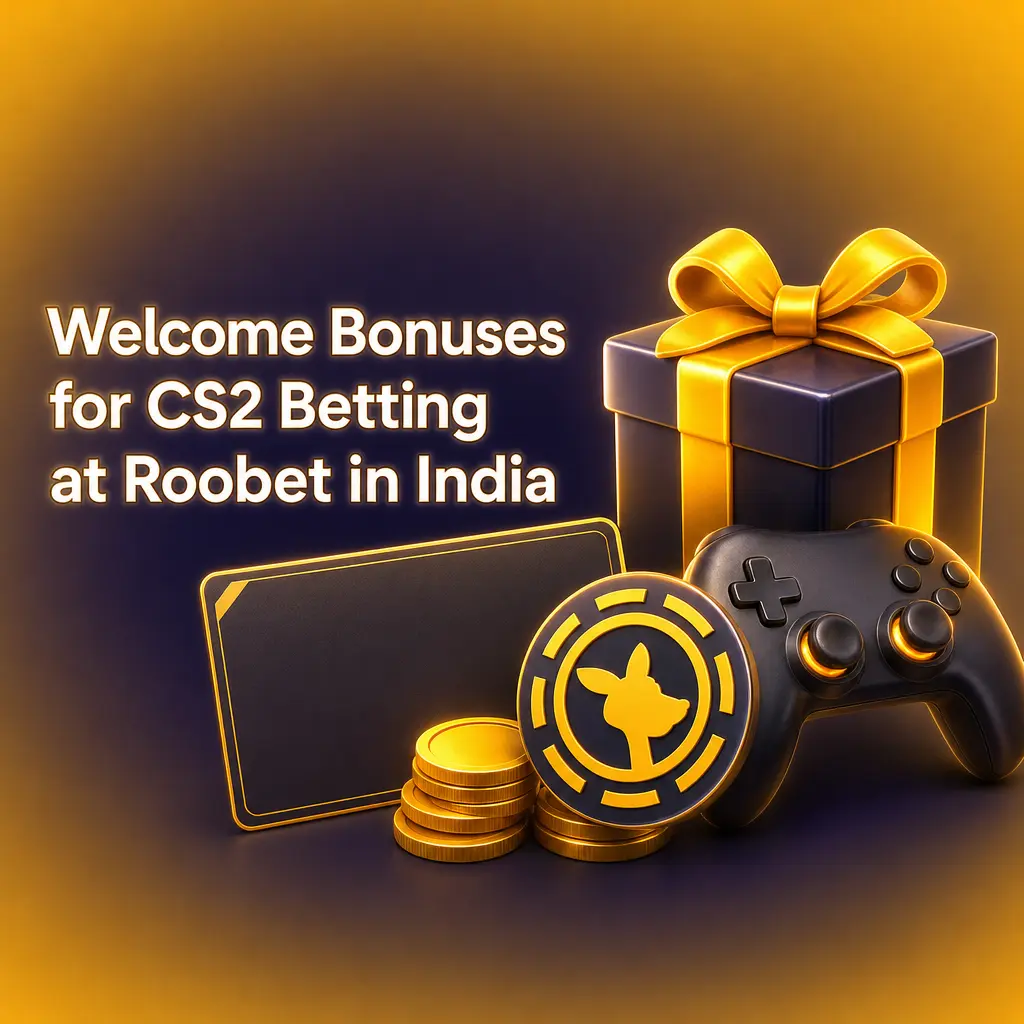 Roobet welcome bonus for CS2 betting in India showing signup, deposit and claim steps for new accounts
