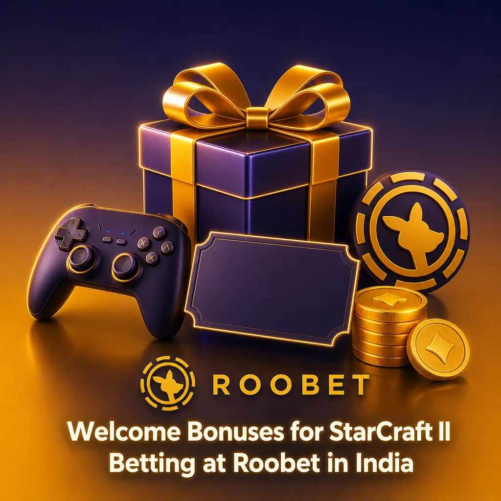 Roobet welcome bonus guide for StarCraft II esports betting in India, showing registration and deposit steps